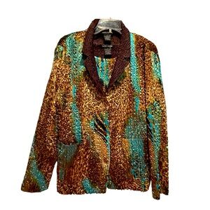 Tania Nardi Reversible Black Crinkle Jacket and Top (Size L)